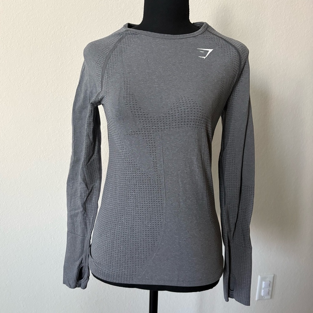 Gymshark Vital Seamless Long Sleeve Top Gray Thumb Holes